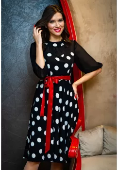 Rochie clos neagra cu buline albe imagine