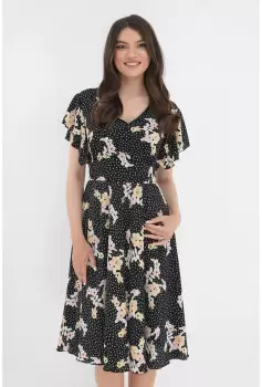 Rochie clos neagra cu flori roz imagine