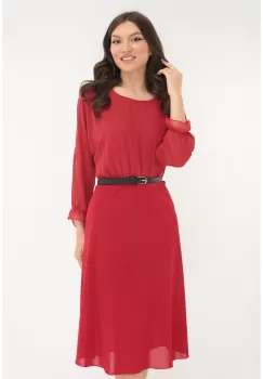 Rochie clos rosie din voal si stofa imagine