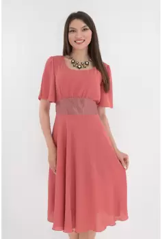 Rochie clos roz cu cordon din dantela imagine