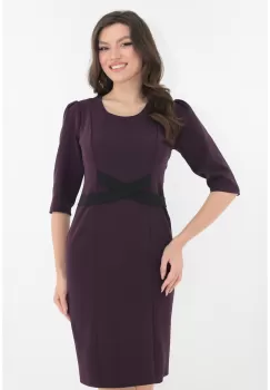 Rochie cocktail violet cu cordon decorativ in talie imagine