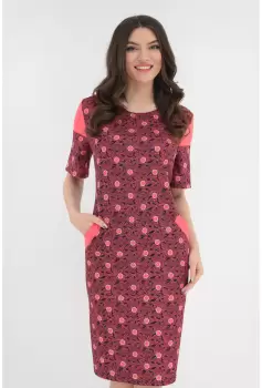 Rochie corai cu buline bleumarin imagine