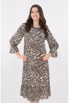 Rochie cu animal print olive imagine