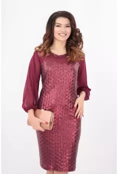 Rochie cu paiete bordo si maneci din tull imagine
