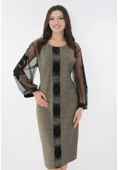 Rochie de ocazie din lurex auriu si catifea neagra imagine