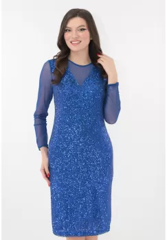 Rochie de ocazie din paiete albastre imagine