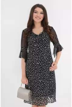 Rochie din dantela neagra cu buline albe imagine