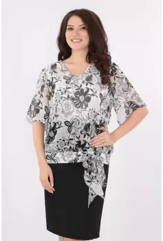 Rochie din stofa cu fir metalic si voal alb imagine