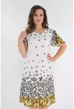 Rochie din voal alb cu bordura galbena imagine