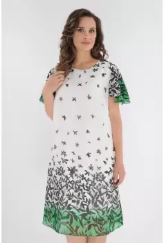 Rochie din voal alb cu bordura verde imagine