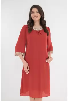 Rochie din voal caramiziu accesorizata cu paiete aurii imagine