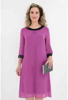 Rochie din voal magenta cu insertii din catifea cu fir multicolor imagine