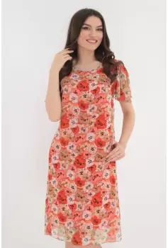 Rochie din voal orange cu imprimeu floral imagine