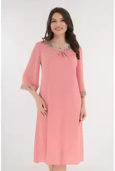 Rochie din voal roz-pudra accesorizata cu paiete aurii imagine