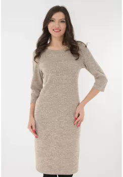 Rochie dreapta din jerse moale crem imagine