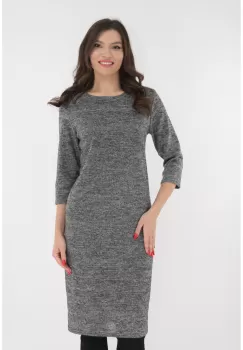 Rochie dreapta din jerse moale gri-pepit imagine