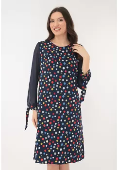 Rochie eleganta bleumarin cu buline multicolore imagine