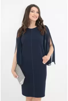 Rochie eleganta bleumarin cu maneci ample din voal imagine