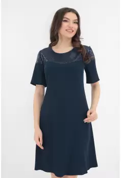 Rochie eleganta bleumarin cu paiete imagine