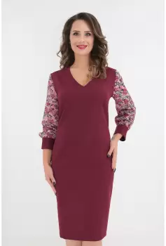 Rochie eleganta bordo cu maneci din voal plisat imagine