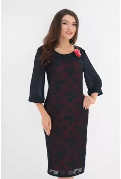 Rochie eleganta din dantela 3D bleumarin imagine