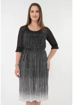 Rochie eleganta din matase plisata neagra cu degrade argintiu imagine