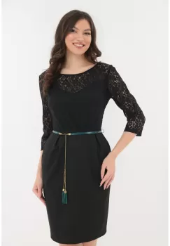 Rochie eleganta din stofa cu dantela neagra imagine