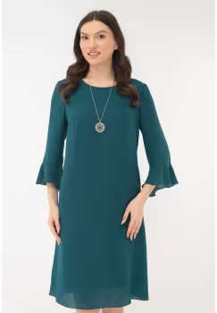 Rochie eleganta din voal turcoaz cu lantisor imagine