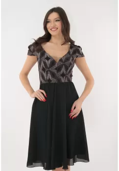 Rochie eleganta neagra clos din voal si lurex imagine