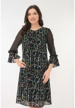 Rochie eleganta neagra cu buline multicolore imagine