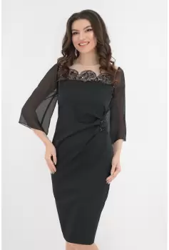 Rochie eleganta neagra cu pliuri si paiete imagine