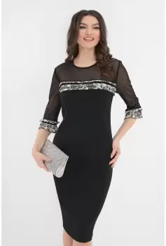 Rochie eleganta neagra cu volane ivory imagine