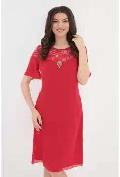 Rochie eleganta rosie din voal si dantela imagine