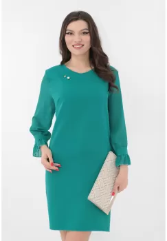 Rochie eleganta verde cu maneci din voal imagine
