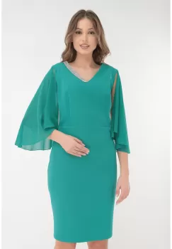 Rochie eleganta verde cu maneci din voal imagine