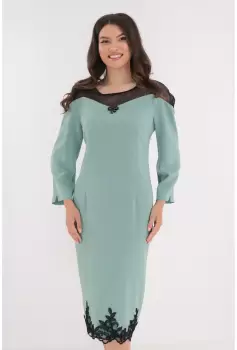 Rochie eleganta vernil cu broderie neagra imagine