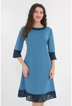 Rochie evazata albastra cu dantela imagine