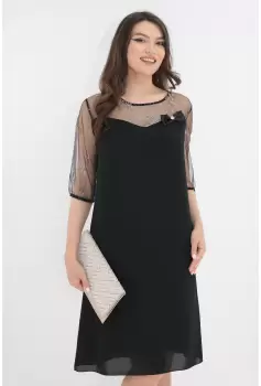 Rochie evazata din voal negru si dantela fina imagine