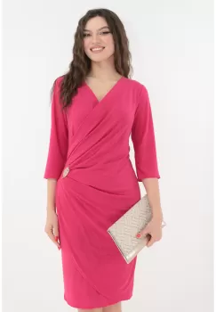 Rochie fucsia de ocazie din lurex cu glitter imagine