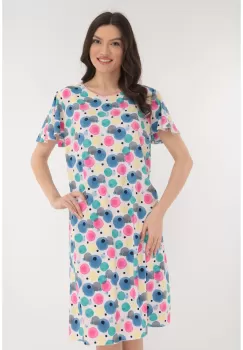 Rochie lejera alba cu buline multicolore imprimate imagine