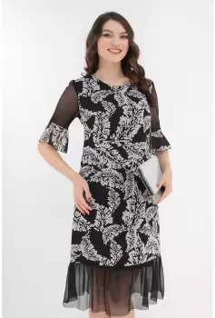 Rochie lejera cu imprimeu floral maxi alb si volanas la tiv imagine