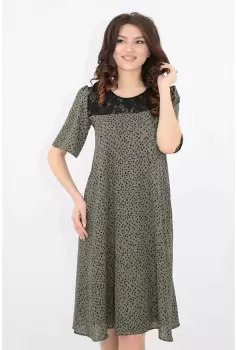 Rochie lejera din matase olive cu dantela neagra imagine