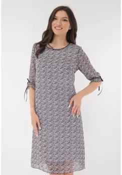 Rochie lejera din voal bleumarin cu imprimeu floral alb imagine