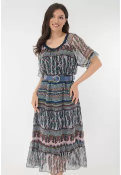 Rochie lejera din voal cu imprimeu abstract multicolor imagine