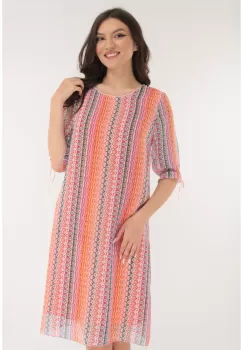 Rochie lejera din voal cu imprimeu abstract orange imagine