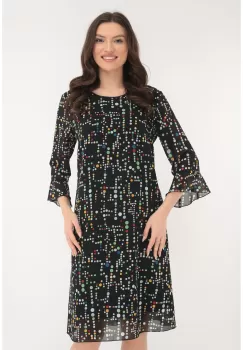 Rochie lejera din voal negru cu buline multicolore imagine