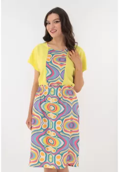 Rochie lejera galbena cu elastic in talie imagine