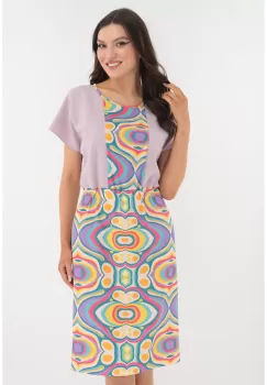 Rochie lejera lila cu elastic in talie imagine