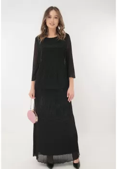 Rochie lunga neagra cu strasuri si glitter imagine