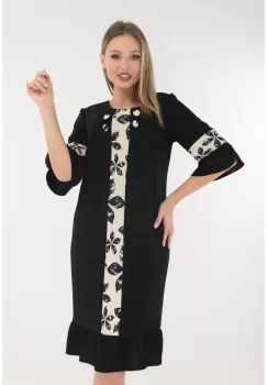 Rochie neagra cu banda din brocart ivory imagine